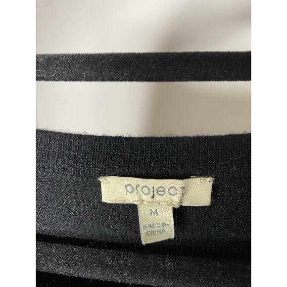Project Women's Medium Sweater 100% Cashmere Friday Script Black Knit Cozy Warm - Picture 2 of 4